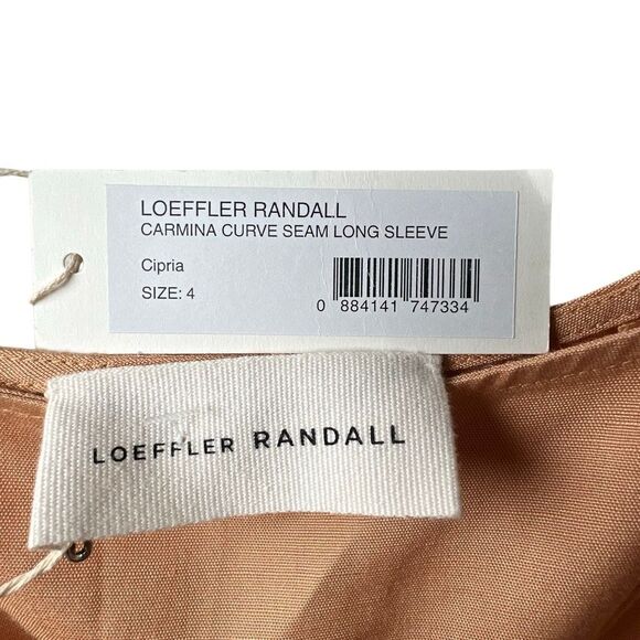 NWT Loeffler Randall Carmina Curve Seam Puff Sleeve Dress Cipria Peach Size 4 (0 - Picture 12 of 15